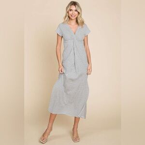 Culture Code Full Size Striped Twisted Detail Dress